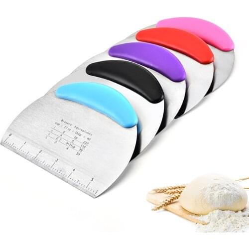 Stainless Steel Dough Scraper/Chopper/Cutter with Measurement, Multi-Purpose Bench Scraper for Baking, Pastry Tools Baking Tool