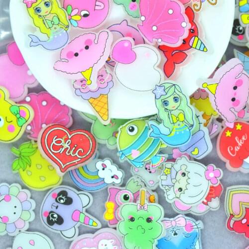 Randomly Mixed Acrylic Laser Cut Cartoon Animals,Mermaid Scrapbook Embellishments,Paper Crafts Card Making Supplies DIY Crafts