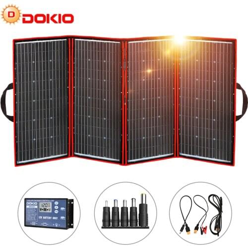 Dokio 300W 18V Flexible Foldable Solar Panel Hiqh Quality Portable Solar Panel China For Camping/Boat/RV/Travel/Home/Car