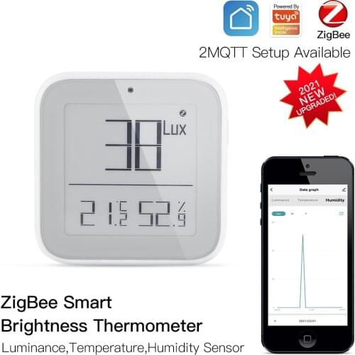 Tuya Smart Home ZigBee Temperature Humidity Sensor Light Detector Hygrometer Thermometer LCD Screen Work With Gateway For Alexa