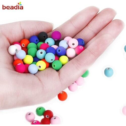 High quality 8mm Rubber Glass Beads Candy Color Neon Matte Loose Beads DIY Handmade Making Bracelet Jewelry Clothing Accessories