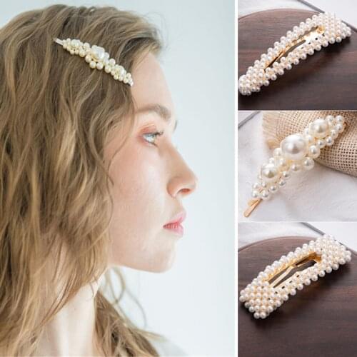 New Girls Pearl Hair Clip Metal Crystal Hairclip Barrette Headwear Bobby Hair Pin Wedding Hair Styling Tool Hair Clips for Women