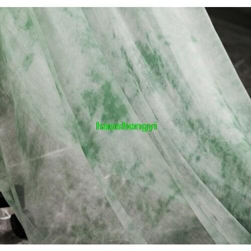 Grass green tie-dye double-sided semi-permeable chiffon texture printing creative apparel fabric
