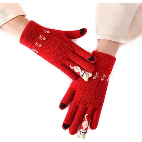 Womens Cashmere Wool Knitted Gloves Winter Warm Thick Touch Screen Gloves Solid Mittens For Mobile Phone Tablet Pad A69846