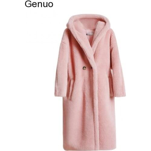 Women Thick Long Jackets 2020 Winter Warm Female Lambswool Coats Turn Down Collar Single Button Loose Solid Outwear Feminina