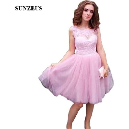 Pink Tulle Graduation Dresses Short A-Line Lace Top Homecoming Dresses 2021 Open Back Cheap Prom Party Gowns robes de cocktail