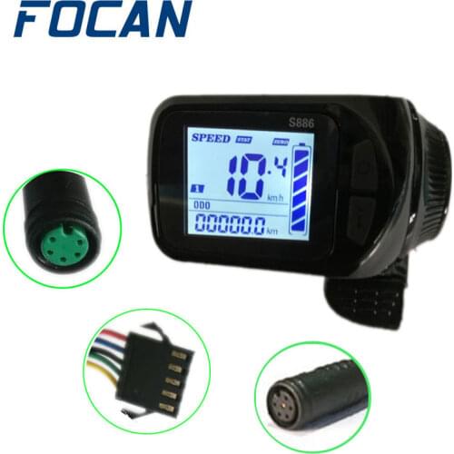FOCAN 24v 36v 48v Adjust S886 Ebike LCD Display Panel Thumb Throttle Electric Bicycles Scooter