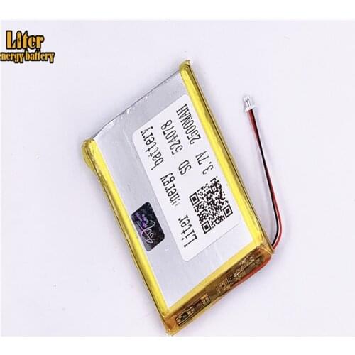 1.0MM 2pin connector 3.7V 524078 504075 2500mah MP3 MP4 MP5 small toys Lithium Polymer Li-Po Rechargeable Battery