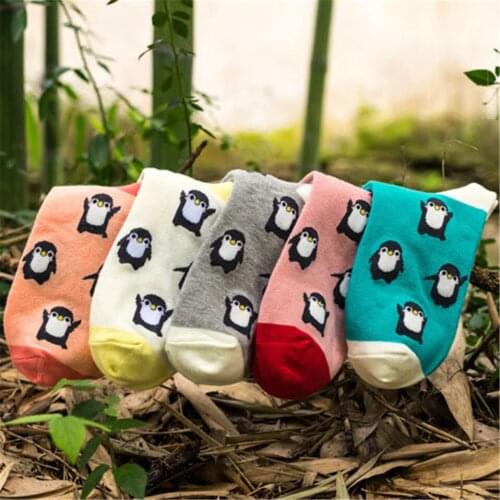 2020 New Fashion 1 Pair Cute Cartoon Penguin Animal Women Cotton Soft Socks Ankle Socks Lady Comfortable Kawaii Sock