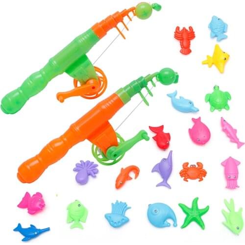 2+20 Magnetic Fishing Game Toy Rod Hook Catch Kids Children Bath Time Gift Selling