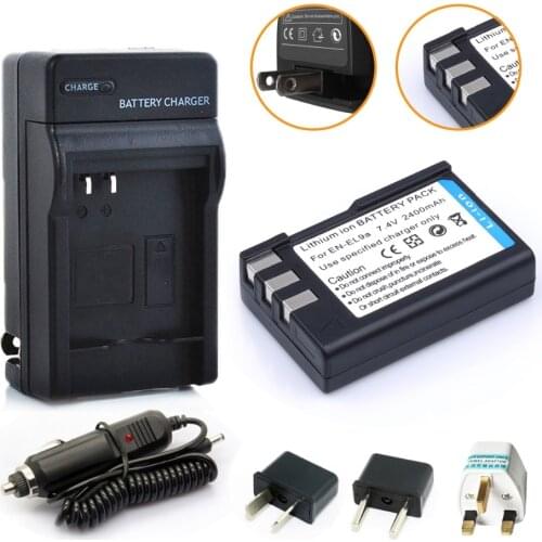 HIBTY 2400mAh EN-EL9 EN EL9 ENEL9 Rechargeable Camera Battery For + Car Charger + Adapter Nikon EN-EL9a D40 D40X D60 D3000 D5000