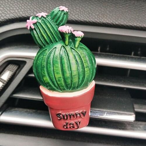 Car Fragrance Resin Cactus Car Air Conditioning Vent Perfume Clip Creative Cute Air Freshener Solid Balm Decoration Ornaments