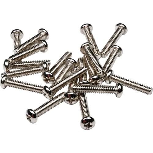 Musiclily Basic 2.8x17mm Metal Metric Thread Single Coil Pickup Mounting Screws for Strat Tele Electric Guitar,Nickel(Set of 20)