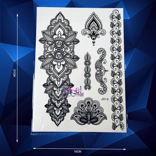 Big Size Indian Henna Temporary Tattoo Body Art Mehndi Tattoo Stickers ABJ16 Lace Jewelry Design Flower Tattoo Paste Paper Decal