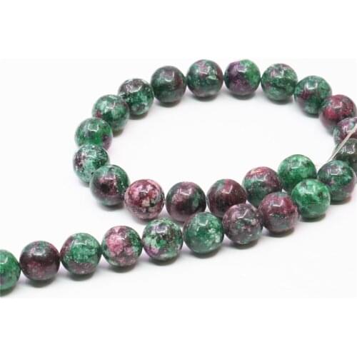 Hot Sale Red Green Zoisite Stone 4/6/8/10/12/14mm Round Loose Beads Women Jewelry Making DIY Necklace/Bracelet 15inch B513