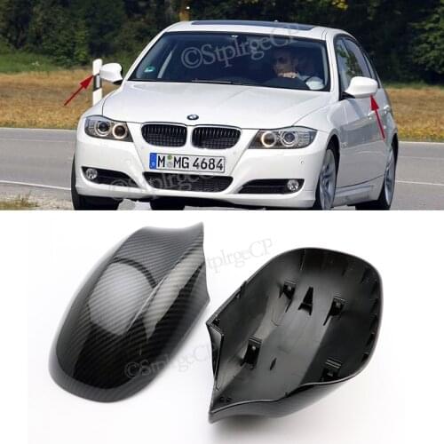 For BMW 3 Series E90 E91 LCI facelift 2009 2010 2011 2012 carbon fiber rearview mirror cover glossy black mirror cover