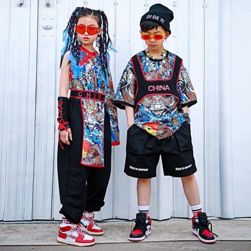 ChildrenS Chinese Style Hip-Hop Dance Costume Girls Fashion Catwalk Performance Clothes Jazz Modern Dance Rave Clothes DQS7267