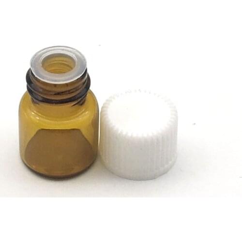 5pcs Small Empty Perfume Sample Amber 1ml Glass Bottle with No Hole Screw Cap Mini Essential Oil Vials