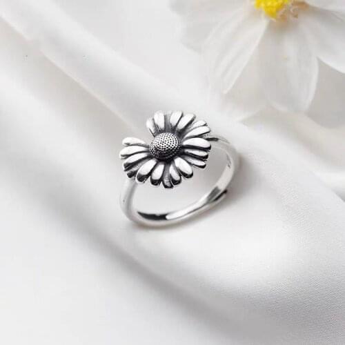 Gothic Vintage Daisy Flower Rings For Women Finger Ring Fashion Jewelry anillos mujer jz279