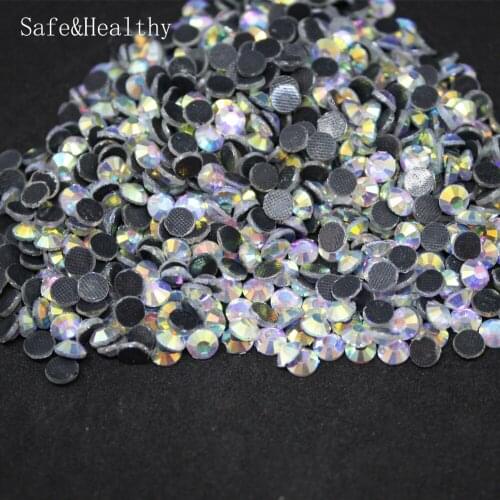 Crystal AB(gold) SS6-SS12 Machine Glass Material DMC Hotfix Rhinestones Flatback Glass For Clothing Decoration