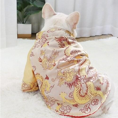 Chinese New Year Dog Clothing Tang Suit Winter French Bulldog Clothes Poodle Schnauzer Pug Frenchie Dog Coat Jacket Outfit