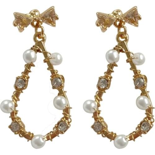 Clip on Earrings No Pierced Ears Romantic Water Drop Shape Imitation Pearls Elegant Clip Earrings Without Piercing For Women