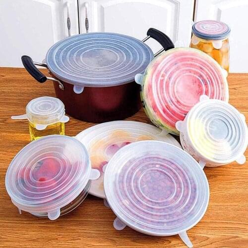 6/12pcs Silicone Stretch Lids Universal Lid Silicone Bowl Pot Lid Silicone Cover Pan Cooking Food Fresh Cover Microwave Cover