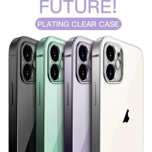 LOVECOM Plating Square Phone Case For iPhone 12 Mini 12 11 Pro Max XR XS Max 7 8 Plus Ultra Thin Soft TPU Clear Back Cover Case
