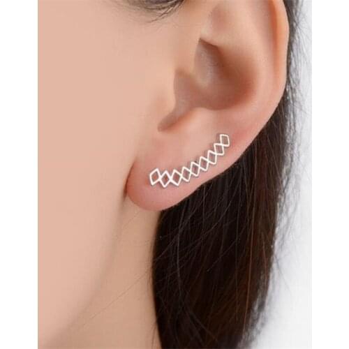 Fashion Lady Silver 925 Women Earrings Jewelry Trendy Geometric Piercing Earrings Female Accessories Square Lady Earring Bijou