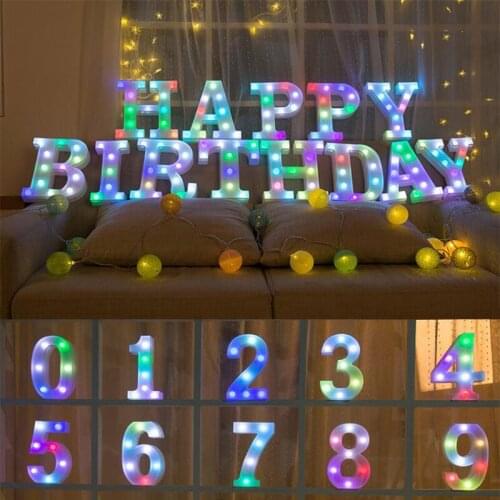 1pcs Color Flashing Letter Battery Led Lights Birthday Confession Proposal Room Decor Scene Layout Digital Lamp(without Battery)