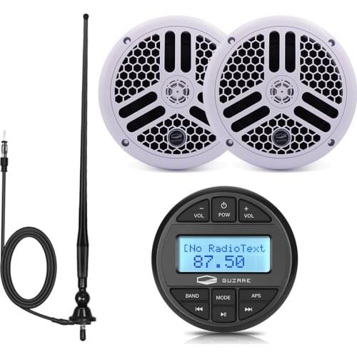 Marine Stereo Bluetooth Media Receiver Boat Radio Audio Car MP3 Player For ATV Bath Yacht+6.5inch Waterproof Speaker+FM Antenna