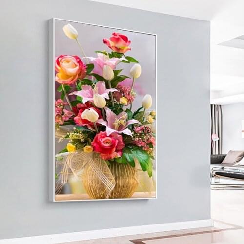 New 5D DIY AB Diamond Embroidery Flower Arrangement Full Diamond Painting Scenery Flower vase Home Decoration Handicraft gift