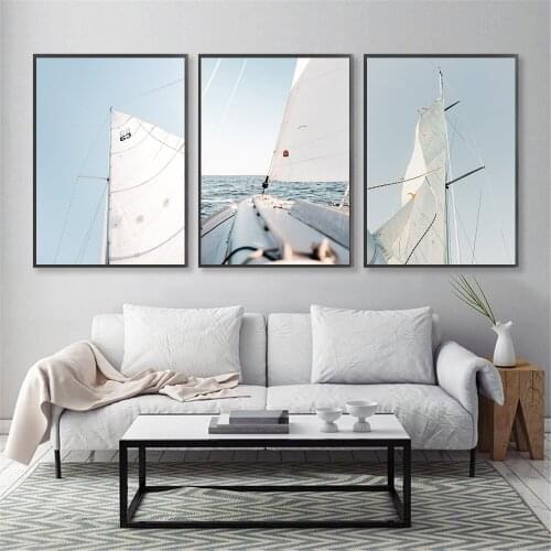 Sailing Posters Sky Yacht Wall Art Canvas Painting Horizon Poster Ocean Boat Navigation Print Wall Pictures Living Room Decor
