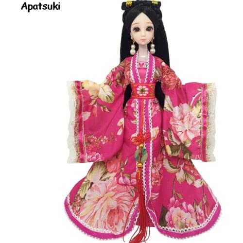 Red Rose Ancient Costume Dress For Barbie Dolls Toys for Children 1:6 Doll Clothes for COSPLAY Kids Birthday Costume Party Dress
