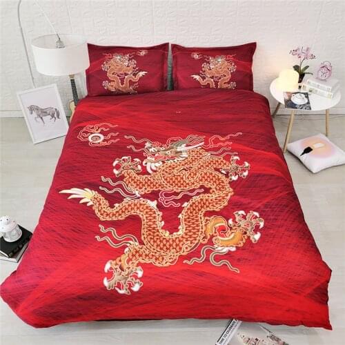 Chinese style bedding 3d printed dragon bed linen single twin double full queen king cal king comforter set home textile 3/4pcs