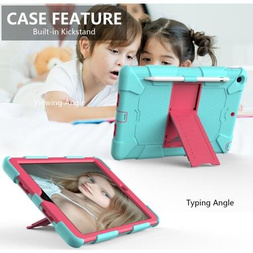 Shockproof Silicon PC Hybrid Stand Kids Safe Tablet Cover For Apple iPad 10.2 2019 2020 7th 8th Gen A2197 A2198 A2428 A2429 Case