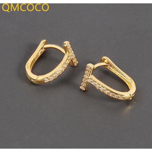 QMCOCO 925 Sterling Silver Trendy Elegance T-Shaped Earring For Women Girl Geometric Jewelry Birthday Party Gifts