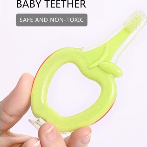 Silicone Baby Teether Toys Safety Cute Apple Shape Teeth Molar Stick For Toddler Molar Teeth Pain Relief Tool Baby Teething Toys