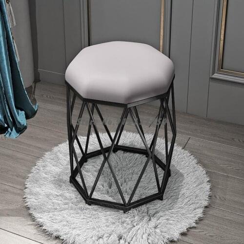 Nordic ins wind chair simple household iron dressing stool black birds nest makeup stool golden light luxury nail chair