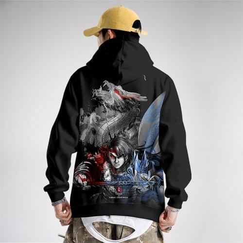 Men Casual Hooded Streetwear Sweatshirts Hip Hop Harajuku Black Printed Pullover Hoodies Male Tops