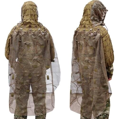 Outdoor Army Training Sniper Combat Detachable Hide Cloak Field Shooting Hunting Camo Ghillie Clothes Accessory Tactical Cloak