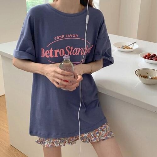 YESMOLA Women Short Sleeve Harajuku T Shirts Letter Loose Casual Korean Style All Match Students Simple Chic Tops