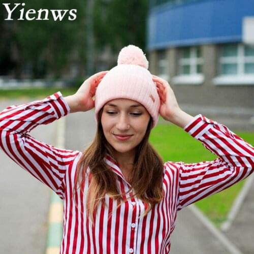 Yienws Women's Hats With Pompoms
