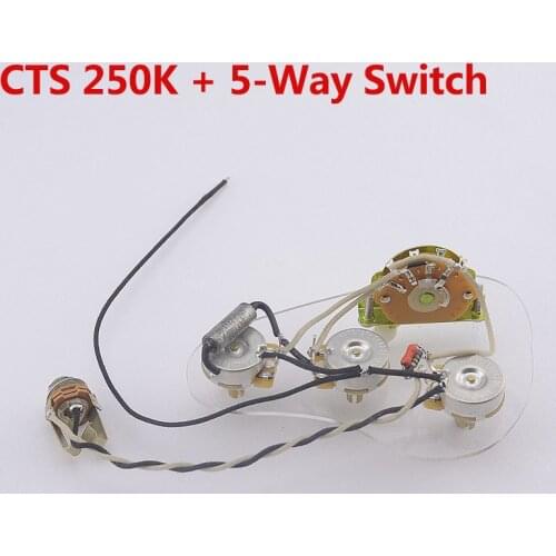 Loaded Pre-wired Electric Guitar Wiring Harness Prewired Kit ( 3x 250K Brass CTS Pots + 5-Way Switch )