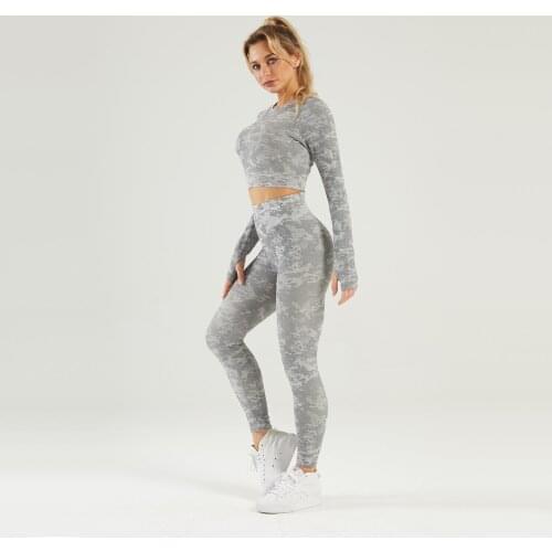 LANTECH Women Sports Suits Yoga Sets Gym Fitness Pants Tights Sportswear Leggings Shirt Exercise Sports Active Tops Clothes