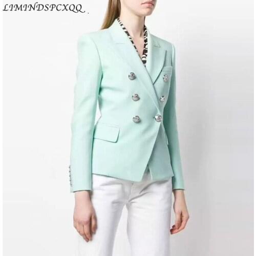 2020 Designer Blazer For Women Double Breasted Lion Buttons Suit Career Blazer Jacket Feminino Chaqueta Mujer Womens Clothing