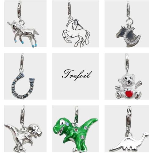 Colorful Horse Charms Pendant,2019 Summer Jewelry 925 Sterling Silver Cute Gift For Women Girls Fit Bracelet Necklace
