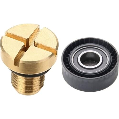 1 Pcs Belt Tensioner Idler Pulley 11281748131 & 1 Pcs 17111712788 Radiator Overflow Coolant Expansion Tank Bleeder Screw