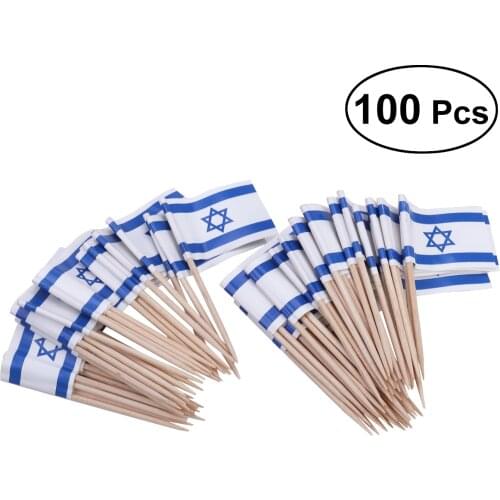 100pcs Flag Picks Israel Flag Food Toothpicks Party Accessory 3.5 x 2.5 x 6.5 CM