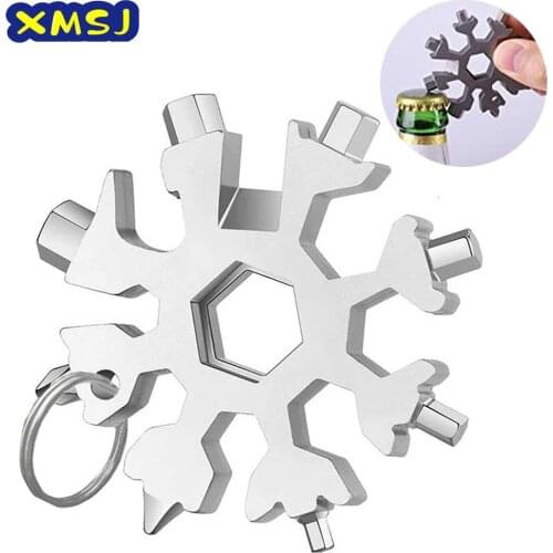 18 In 1 Snowflake Snow Wrench Tool Spanner Hex Wrench Multifunction Camping Outdoor Survive Tools Bottle Opener Screwdriver